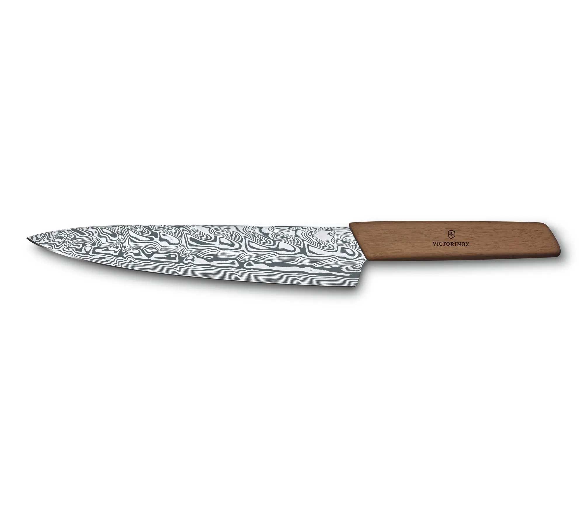 Couteau chef Victorinox Swiss Modern, lame 22 cm damas « Thor », manche noyer - édition limitée 2022