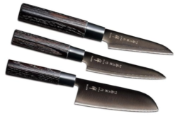 SET DE 3 COUTEAUX DE CUISINE JAPONAIS TOJIRO ZEN BLACK "FORME JAPONAISE