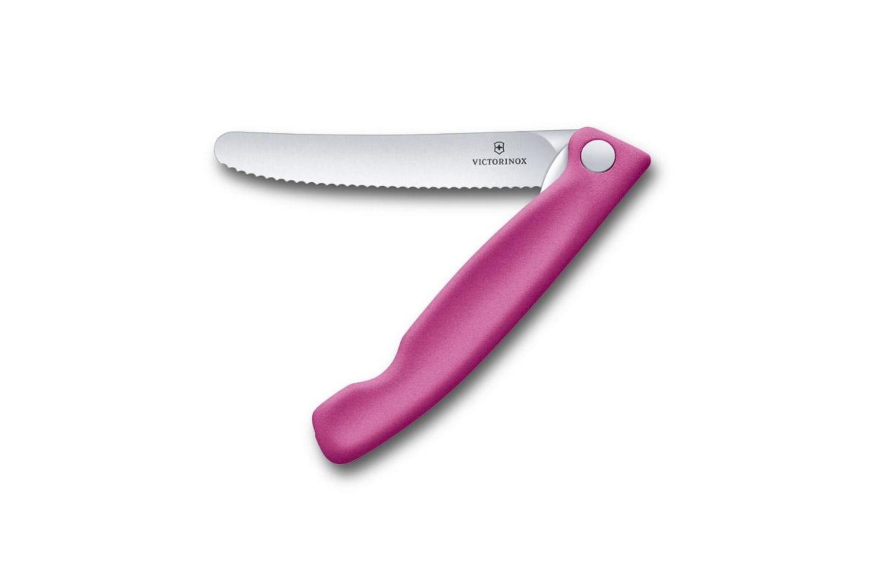 Couteau office pliant lame dentée Victorinox Swissclassic - manche 13 cm rose