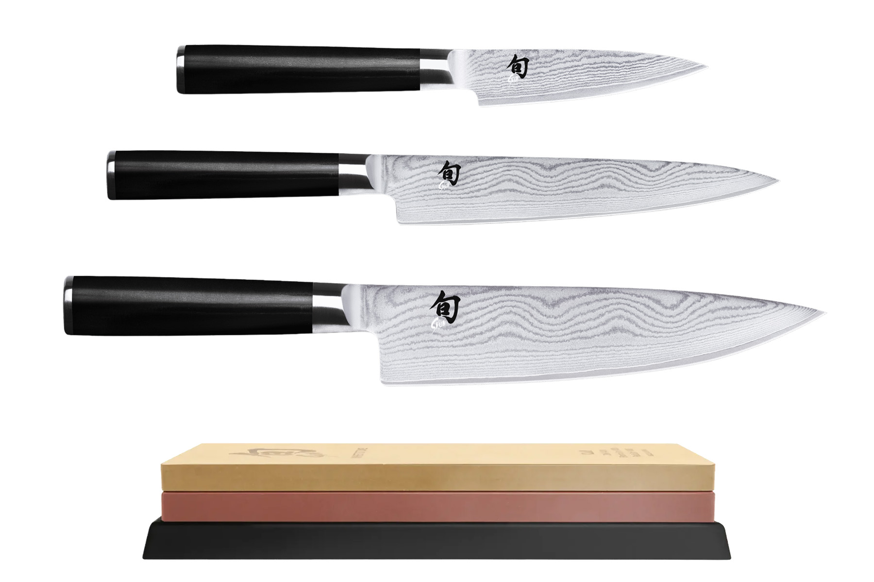 Set de 3 couteaux japonais Kai Shun Classic - type européen + pierre à aiguiser Kai