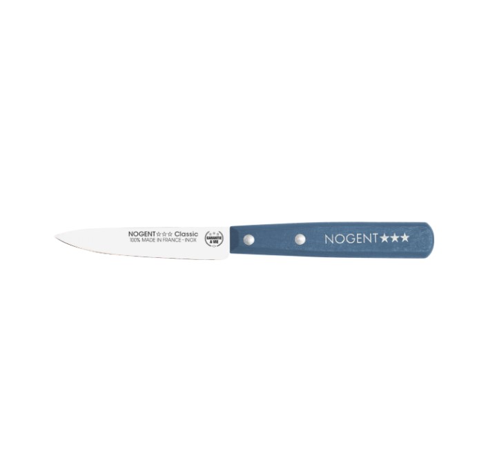 Couteau d'office Nogent bois lisse bleu paon