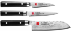 Coffret de 3 couteaux japonais Kasumi Damas (Office, utilitaire, santoku)