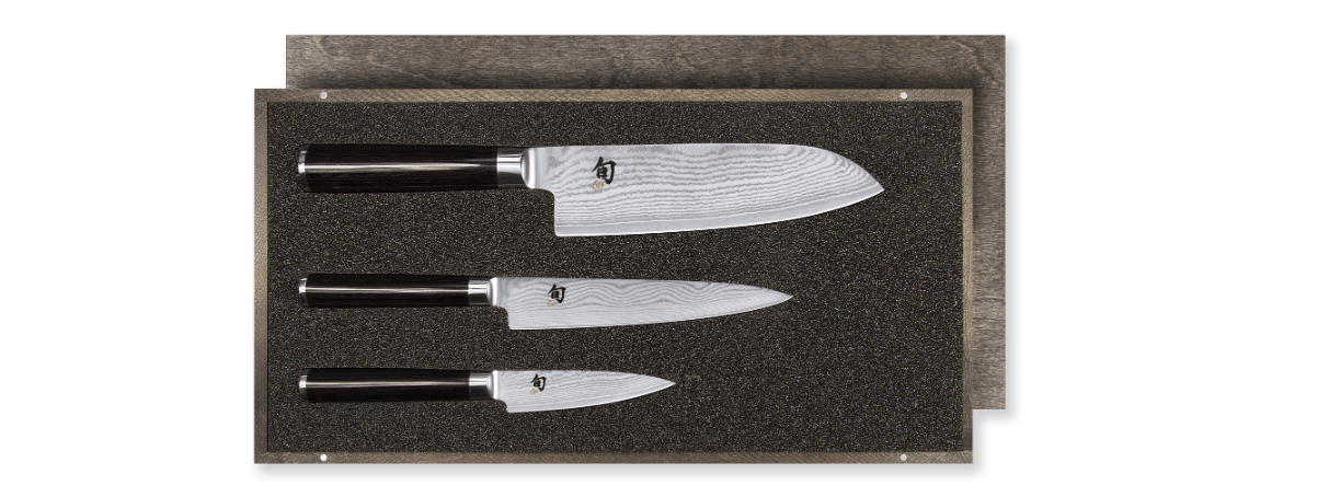 Coffret 3 couteaux japonais Kai Shun Classic damas - Couteaux japonais office, utilitaire et santoku