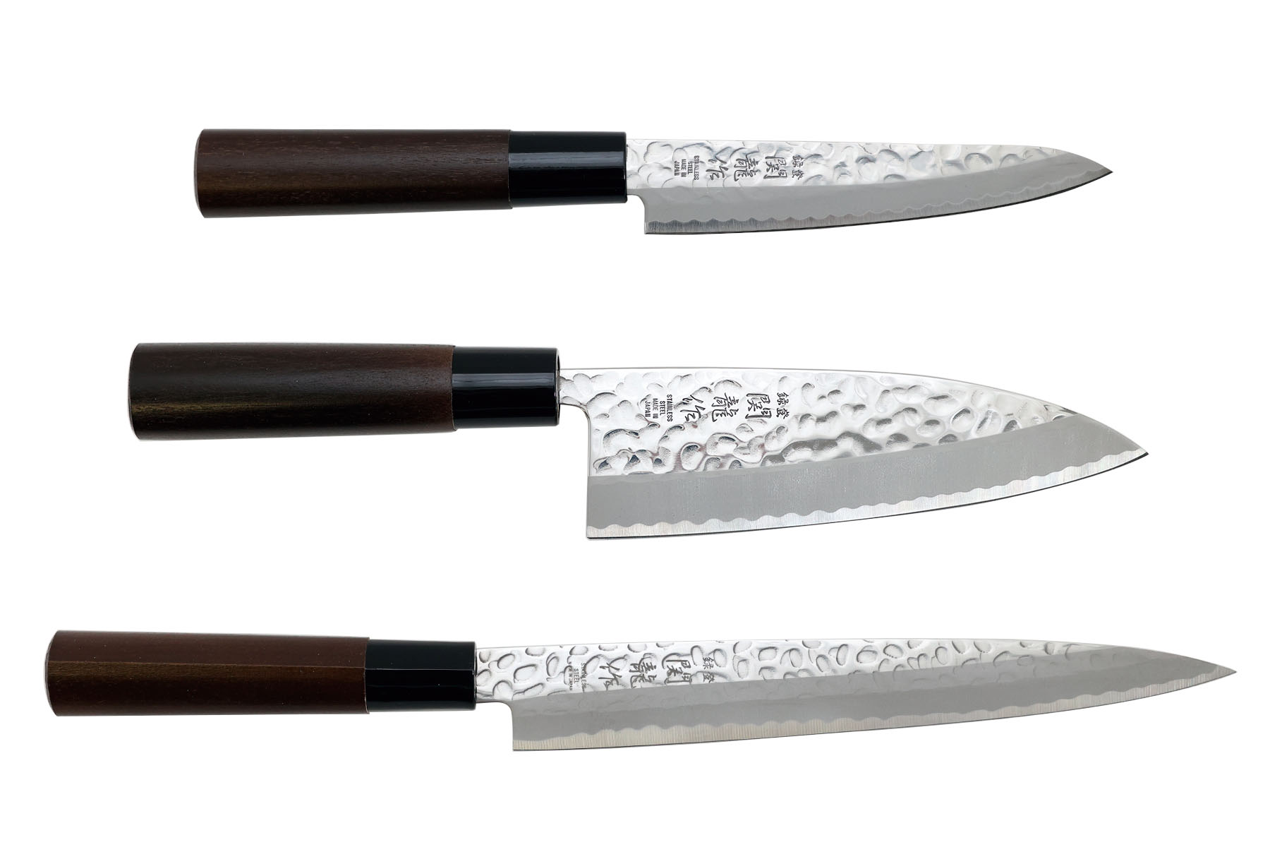 Set de 3 couteaux japonais Jaku Hammered spécial poisson