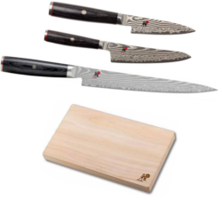 Set de 3 couteaux japonais Miyabi 5000FCD spécial poisson + planche à découper Miyabi