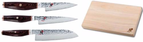 Set de 3 couteaux japonais Miyabi 6000MCT forme japonaise + planche à découper Miyabi