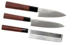 SET DE 3 COUTEAUX DE CUISINE JAPONAIS KAI SEKI MAGOROKU "FORME VÉGAN"