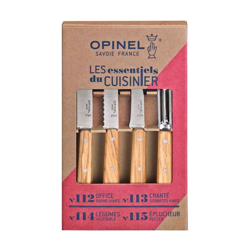 Coffret Opinel de 4  pièces les Essentiels - manche olivier