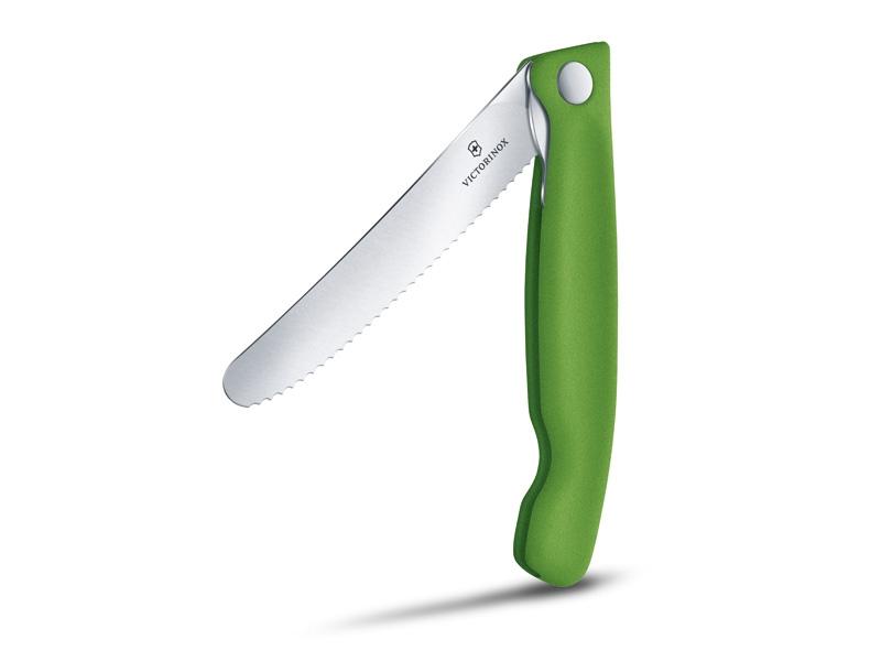 Couteau office pliant lame dentée Victorinox Swissclassic - manche 13 cm vert